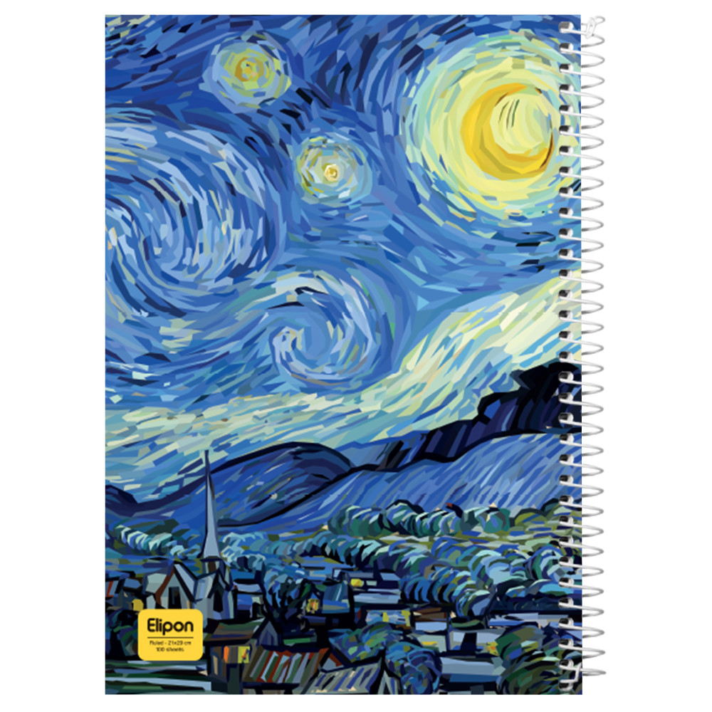 دفتر سیمی جلد سخت حلقه‌دار رحلی سایز 21x29 الیپون 100 برگ